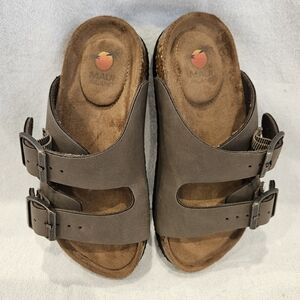 Maui Island kids's Brown Slide Sandals Double Buckle Strap Size 13 New